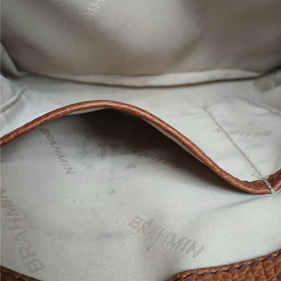 Brahmin Genuine Pebbled Leather Flap Shoulder Crossbody Bag Retro Twist Lock - Picture 13 of 15